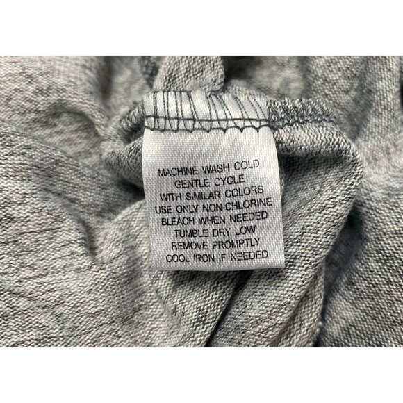 French Laundry Cardigan Gray Drape Open Front Knit Sweater Black Print Sz XL - Picture 4 of 4